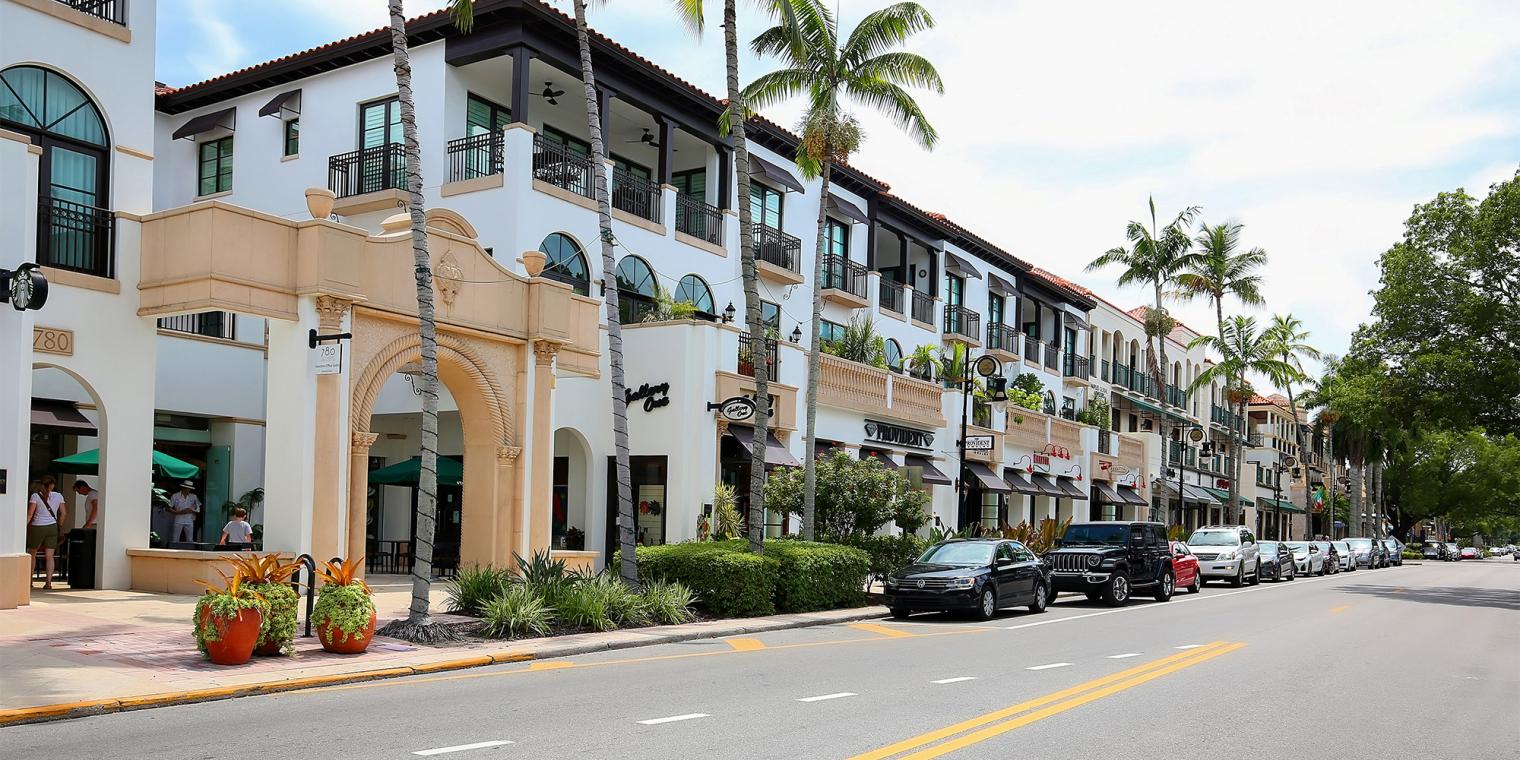 Downtown Naples Shops from Street View