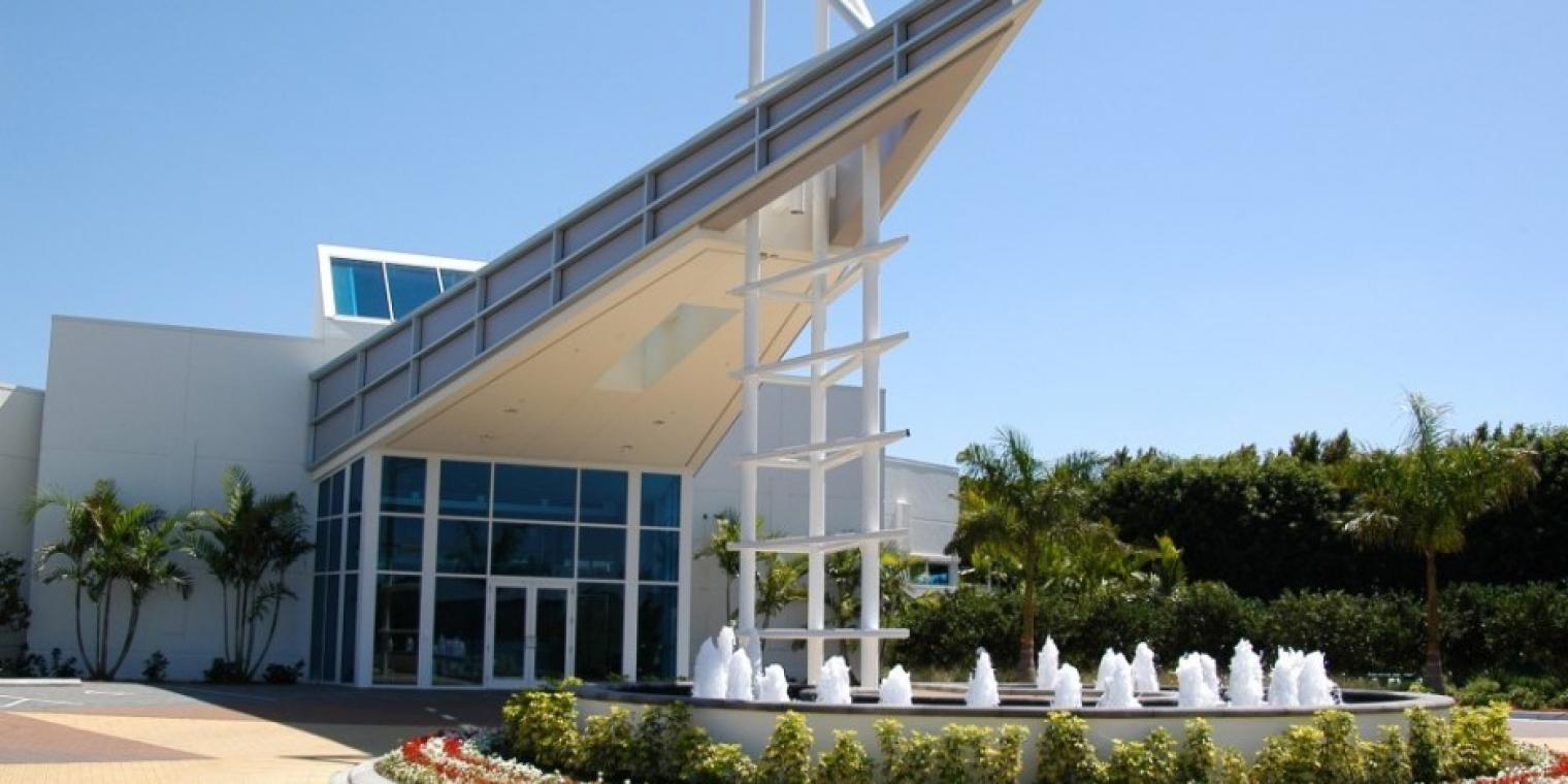 Arthrex Building Exterior with a water fountain on front